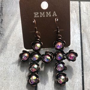 Cross crystal earrings